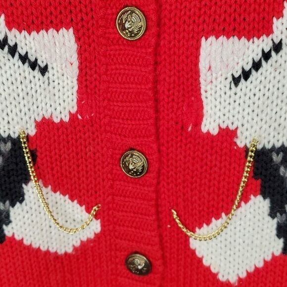 Vintage Scotties in Sweaters with Chains Argygle Button Up Cardigan Sweater Sz M - Picture 4 of 5
